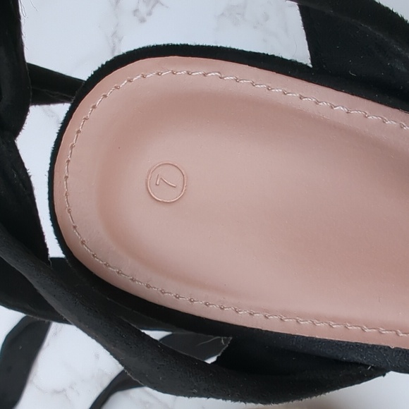 Womens size 7 Espadrilles Platform Wedge Heels Sandals w/Ankle Ties - Picture 3 of 6